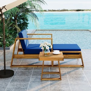 Kumasinova Outdoor Lounge Chairs Set,Acacia Wood Lounge Chair Outdoor with Ottoman&Cushions,All-Weather Patio Lounge Chair for Garden,Deck,Beach - 1 of 4