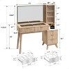 48" Fluted Makeup Vanity Desk with 36" HD Lighted Mirror & Drawers, Modern Big Vanity Table with Glass Top & Charging Station for Bedroom - 2 of 4