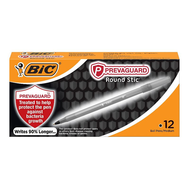 BIC Prevaguard Round Stic Ballpoint Pen Medium Point Black Ink Dozen (GSAM11-BLK), 2 of 6