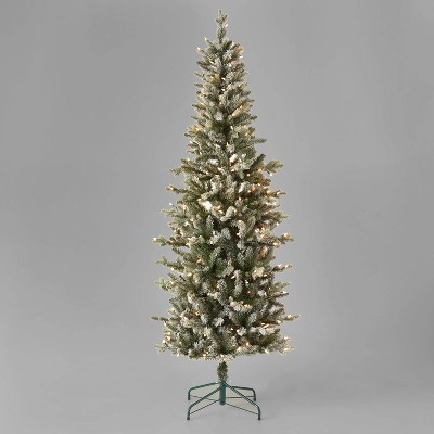 7ft Pre-Lit Slim Lightly Flocked and Glittered Balsam Fir Artificial Christmas Tree Clear Lights - Wondershop™