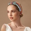 Unique Bargains Women's Fashion Elegant Knotted Printed Wide Hairband Wine Red Blue 1 Pc - 2 of 3