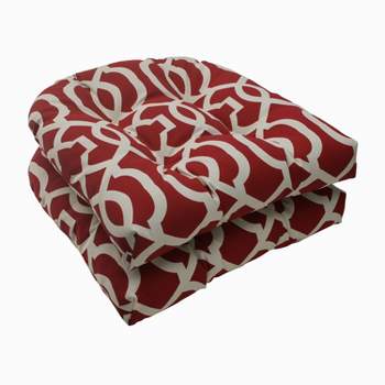 2pc Geometric Outdoor Wicker Seat Cushions - Pillow Perfect