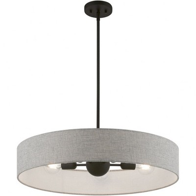 Elmhurst Black Nickel Glass LED Drum Pendant Light
