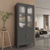 GlasFlength Decorative Storage Cabinets, 2 Fluted Glass Doors Simple Elegant Design for Living Room, Black, 31.5"*15.375"*71" - 2 of 4