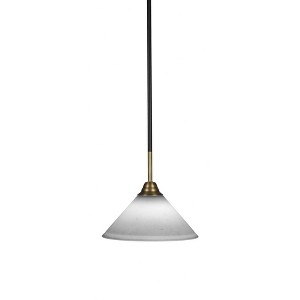 Toltec Lighting Paramount 1 - Light Pendant in  Matte Black/Brass with 10" White Muslin Shade - 1 of 1