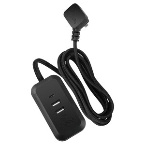 Globe Electric 6' Designer Series USB-A & USB-C Charging Black: Wall Charger with USB Cable, 21A, 1625W, 120V Output - 1 of 4