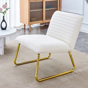 Single Sofa Chair, Accent Chair With Golden Metal Legs, Anti-slip Pads Armless Sofa Chair, Home Theater Seating For Living Room, White - 1 of 4