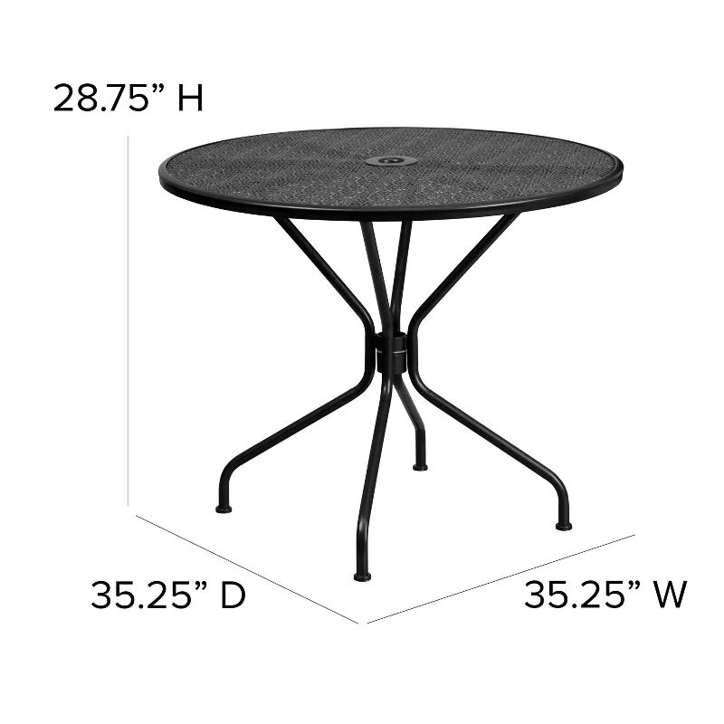 Flash Furniture Oia Commercial Grade 35.25" Round Indoor-Outdoor Steel Patio Table with Umbrella Hole, 5 of 9