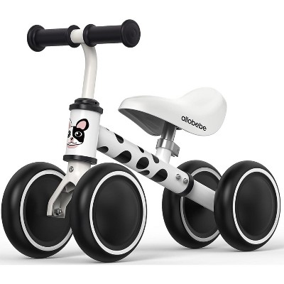 Allobebe Baby Balance Bike for Ages 1-3 – Adjustable Seat, Silent & Soft 4-Wheel Ride On White