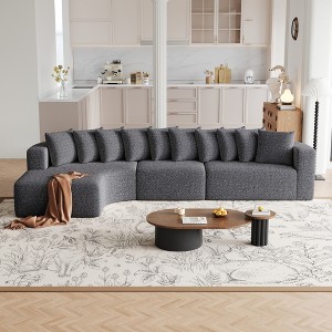 131.1'' Chenille L-Shaped Modular Cloud-Shaped Curved Sectional Sofa with Left Chaise, 10 Pillows, Deep Seat and No Assembly Required - 1 of 4