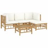 vidaXL Garden Lounge Set Bamboo natural , Cream white Bamboo, 100% polyester - 3 of 4