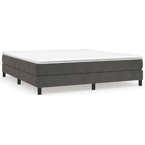 vidaXL Bed Frame Platform Bed Mattress Foundation Bedroom Furniture Velvet - King Dark Gray 9.8" - 1 of 4