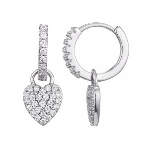 Adornia Silver Plated CZ Heart Huggie Earrings - 1 of 4