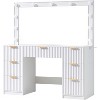 AMERLIFE Makeup Vanity Desk with Mirror & LED Lights, Drawers, Tempered Glass Top, Charging Station, Modern Bedroom Dressing Table - 2 of 4