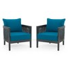 XIYUYEU Outdoor Acacia Wood Wicker Club Chair, Patio Accent Armchair with Cushions, for Backyard, Black,Teal Blue - 4 of 4