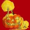 Junior's Design By Humans Halloween Pumpkin with Candle and Evil Smile By wubbadub T-Shirt - 2 of 2