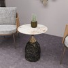 LeisureMod Side Table Round Sintered Stone Top Modern Accent Table with Stainless-Steel Base Chic End Table Oslo Series - 2 of 4