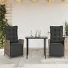 vidaXL 3 Piece Patio Dining Set with Cushions Gray Poly Rattan - 31.5" Table Length Sharp Leg 2 Items - 2 of 4