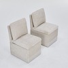 Set of 2 Linen Upholstered Armless Dining Chairs with Casters and Storage for Dining Room or Home Office-The Pop Home - 2 of 4