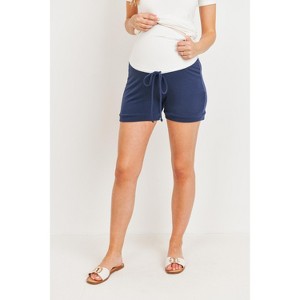 Hello Miz French Terry Over The Belly Lounge Maternity Shorts - 1 of 4