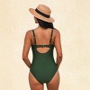 Women's Black Mesh Neckline One-Piece Swimsuit - Cupshe - 3 of 4