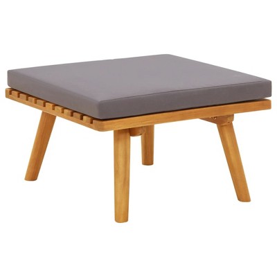 vidaXL Patio Footstool with Cushion 23.6 in.x23.6 in.x11.4 in. Solid Acacia Wood