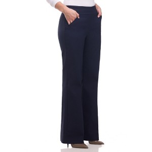 Rekkuna Women's Pull-On Wide Leg Dress Pants – Mid-Rise Stretch Slacks with Front Pockets and Flattering Fit - 1 of 4