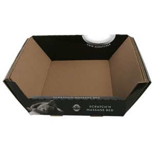 Omega Paw Cardboard Pet Ripple Board Scratch'n Massage Kitten Cat Bed with Chin Scratcher, 3 Interchangeable Layers, and Catnip Infused Surface, Black - 1 of 3