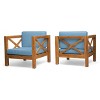 Christopher Knight Home Brava Outdoor Acacia Wood Club Chairs with Water Resistant Cushions (Set of 2) - 2 of 4