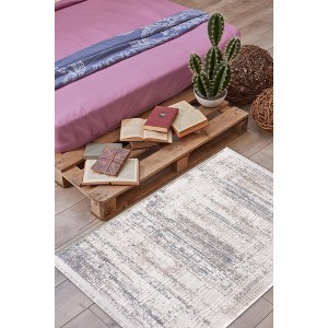 Maxax Boho Area Rug, Stripe Farmhouse Small Rugs with Fringe Tassels for Kitchen, Bedroom, Laundry, Doorway, Vintage Blue - 1 of 4