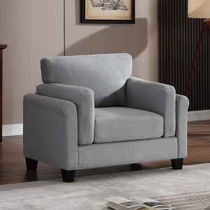 Modern Minimalist Small Couch Linen-Like Accent Chair with Rolled Arm and Comfortable Thick Cushion-Morden Fort - 1 of 4