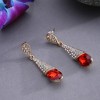 SOHI Women's Red  Teardrop Stone Drop Earrings - 2 of 3