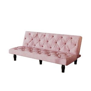 NicBex 66 Inch Velvet Sofabed,Convertible Sofa with Tufted Backrest for Living Room,Office,Apartment,Small Space,Pink - 1 of 4