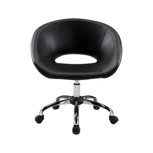 HomeRoots Black and Silver Faux Leather Adjustable Height Swivel Rolling Office Chair - 1 of 4