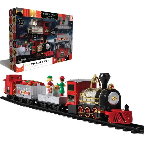 FAO Schwarz 1006832 Classic Motorized Train Set, Complete Toy Set with  Engine, Cargo, 18' of Modular Tracks, Red/Black, Pack of 30