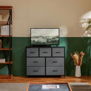 SKRAN Dresser For Bedroom With 7 Fabric Drawers, Chest Organizer Units For Clothing, Closet, Bedroom With Cabinet, Metal Frame, Wooden Top - 1 of 4