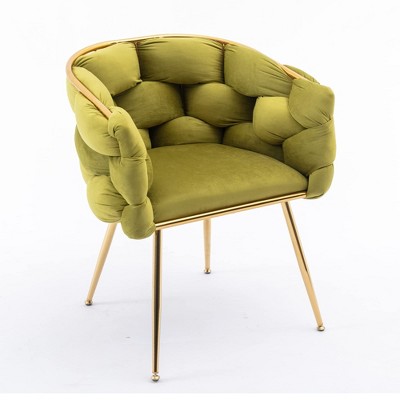 Velvet Accent Chair with Gold Legs Leisure Velvet Single Sofa Chair