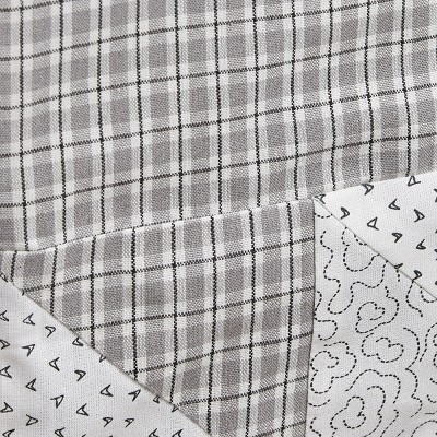 Gray and White Cotton Plaid Patchwork Table Runner 13" x 54"