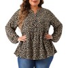 Agnes Orinda Women's Plus Size Elegant Floral Printed V Neck Long Sleeve Chiffon Casual Blouses - 2 of 4