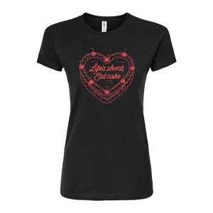 Women's - Instant Message - Eat Cake Heart Fitted Graphic T-Shirt - 1 of 3