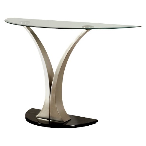 Valeri Modern Flared Glass Top Sofa Table Satin Plated - HOMES: Inside + Out - image 1 of 3