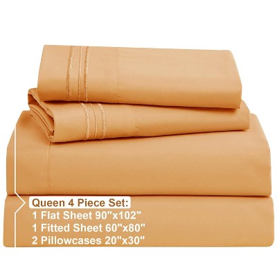 Apricot Buff Orange Queen Microfiber Deep Pocket Sheet Set