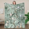 1pc Creative Green Plant Floral Bird Print Flannel Blanket, Beautiful and Cozy Warm Nap Throw for Sofa, Bed, Home Decor - Four Seasons Gift - 3 of 4