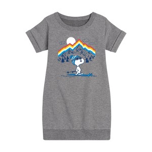 - Peanuts - Snoopy Mountain Retro Graphic Short Sleeve Fleece Dress - 1 of 4