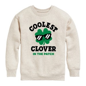 Boys' - Instant Message - St. Patrick's Day Coolest Clover in the Patch Graphic Long Sleeve Fleece Sweatshirt - 1 of 4