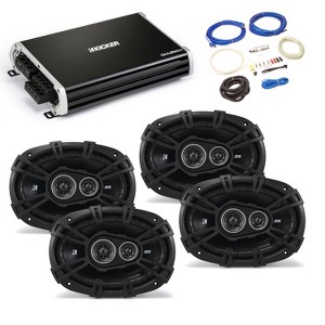 Kicker 43DSC69304 6x9” DS-Series Speakers with (2 pair) 43DXA2504 DX-Series Amplifier and wire kit - 1 of 4