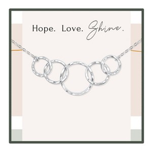 HOPE LOVE SHINE Five 5 Ring Interlocking Circles Necklace - Minimalist Jewelry in Sterling Silver - 1 of 4
