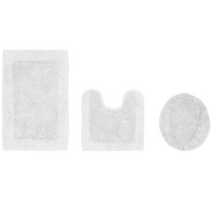 Edge Bath Rug 100% Premium Cotton Ultra-Soft Water Absorbent Tufted Solid Reversible 3 Piece Bathroom Rug Set for Machine Washable Bathmat - 1 of 4