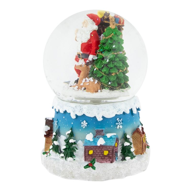 Northlight 5.5" Santa Claus with Christmas Tree and Reindeer Musical Snow Globe, 4 of 6