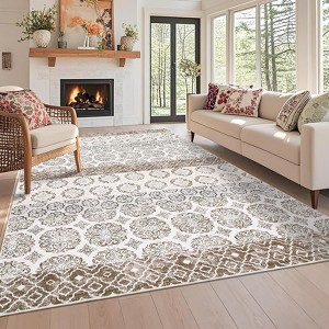 Washable Area Rugs for Living Room,Low Pile Non Slip Vintage Oriental Soft Accent Carpet,Stain Resistant Foldable Floor Mats for Bedroom,Dining Room - 1 of 4